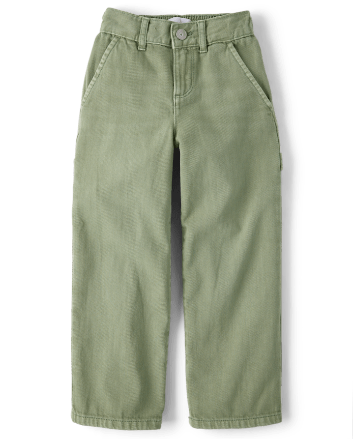 Girls Garment Dyed Utility Baggy Jeans