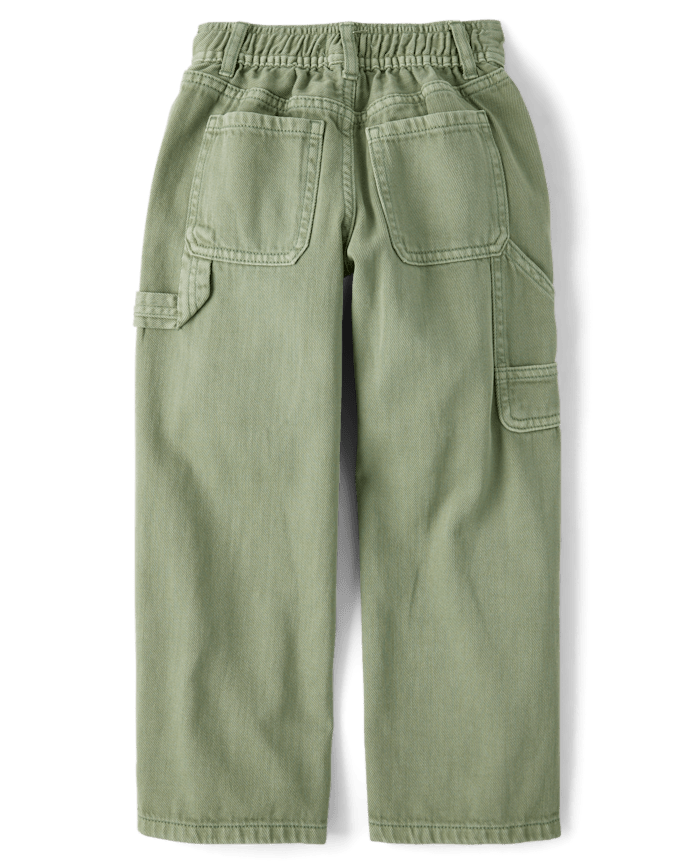 Girls Garment Dyed Utility Baggy Jeans