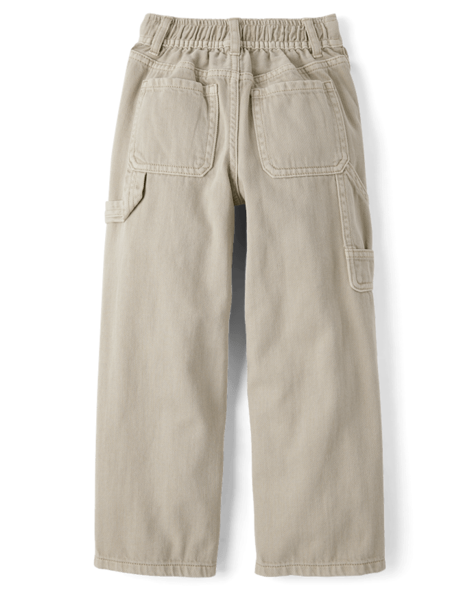 Girls Garment Dyed Utility Baggy Jeans