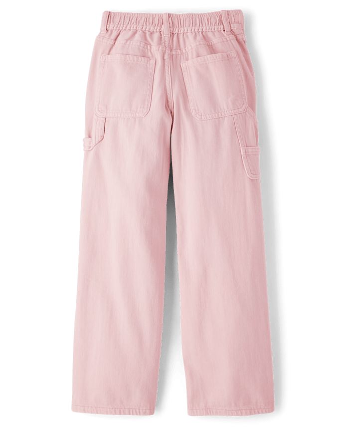 Girls Garment Dyed Utility Baggy Jeans