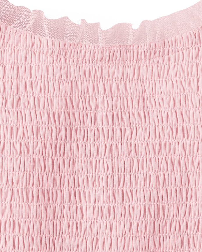 Girls Smocked Tulle Ruffle Dress