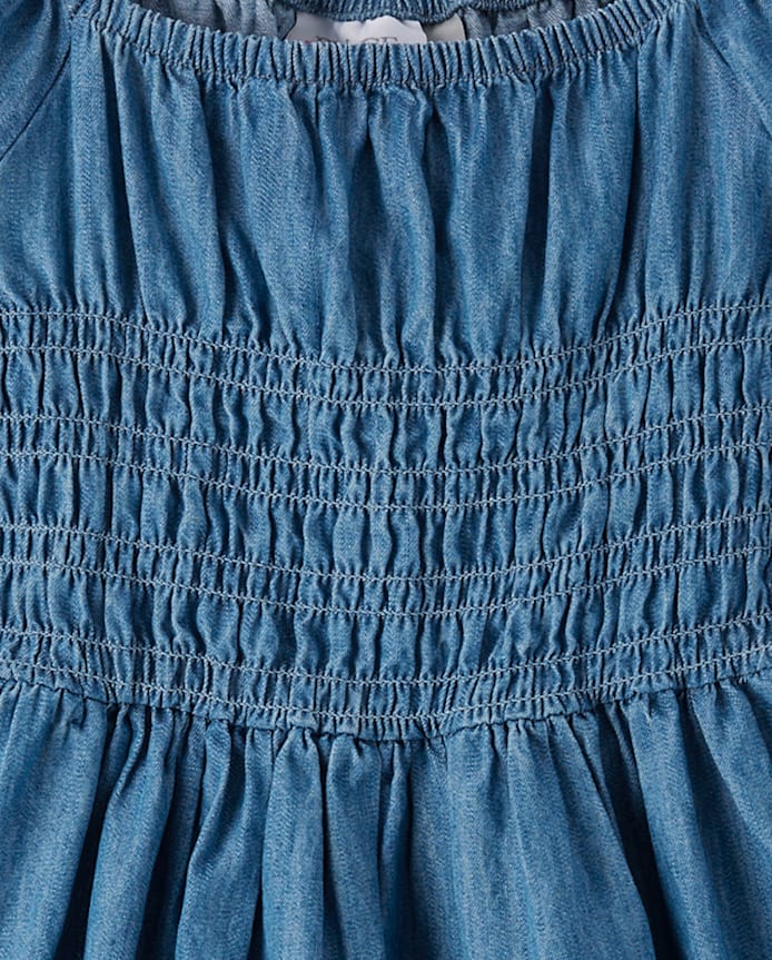 Girls Chambray Smocked Dress