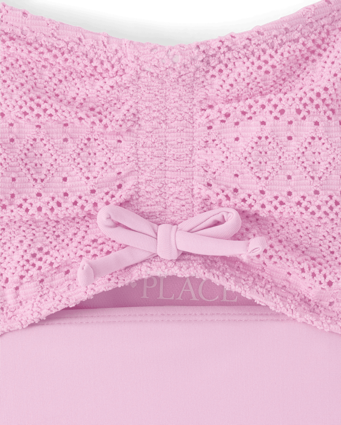 Girls Lace Cut-Out One Piece Swimsuit