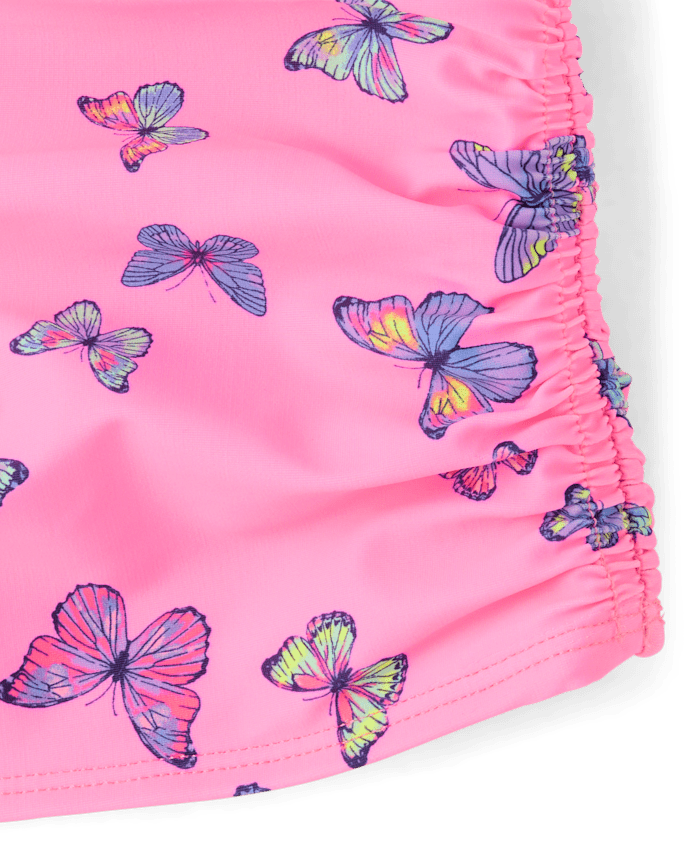 Girls Butterfly Ruched Tankini Swimsuit