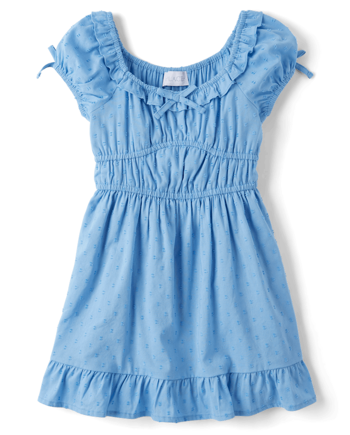 Girls Clip Dot Ruffle Dress