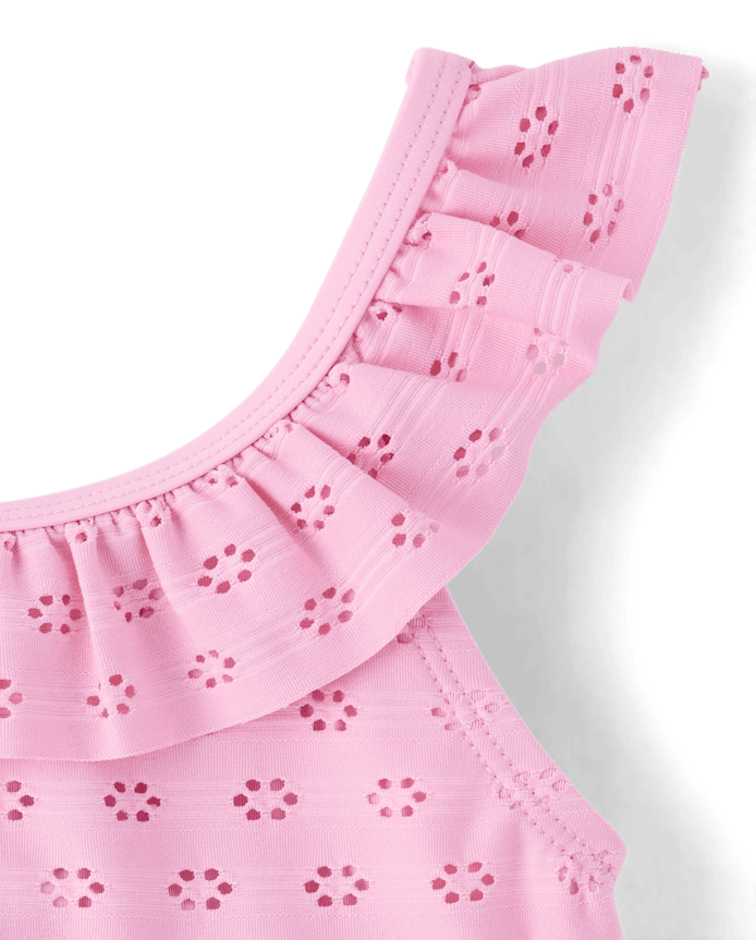 Girls Ruffle Eyelet Tankini Swimsuit