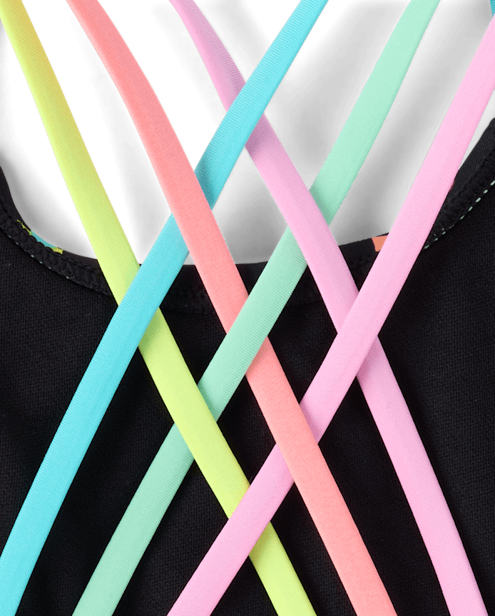 Girls Print Cross Back One Piece Swimsuit