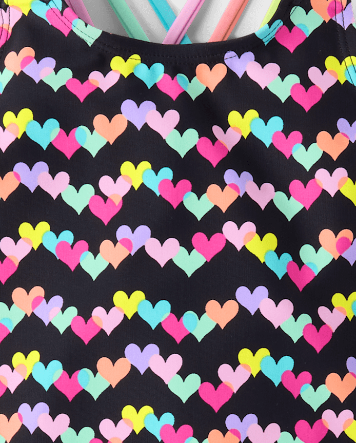 Girls Print Cross Back One Piece Swimsuit