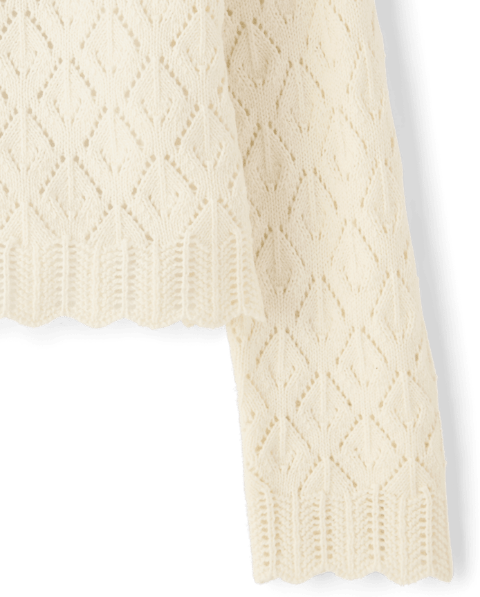 Girls Scalloped Crochet Sweater