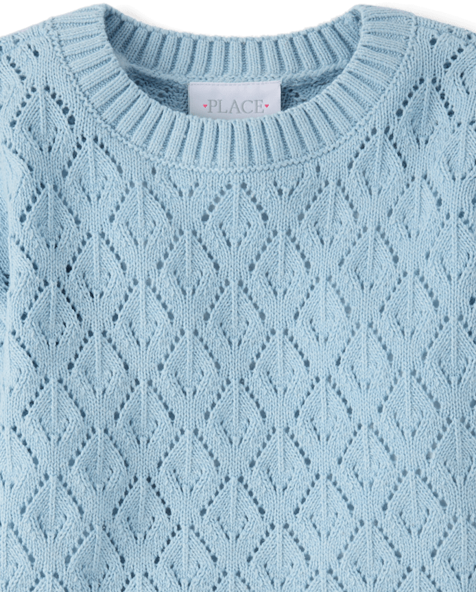 Girls Scalloped Crochet Sweater