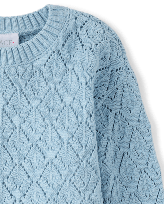 Girls Scalloped Crochet Sweater