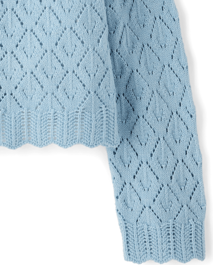 Girls Scalloped Crochet Sweater