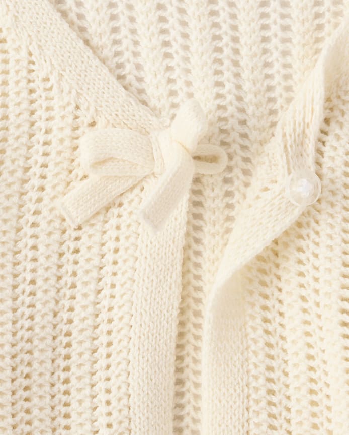 Girls Lettuce Pointelle Cardigan