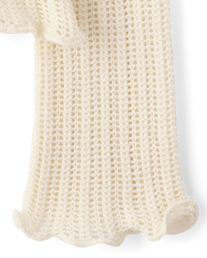 Girls Lettuce Pointelle Cardigan
