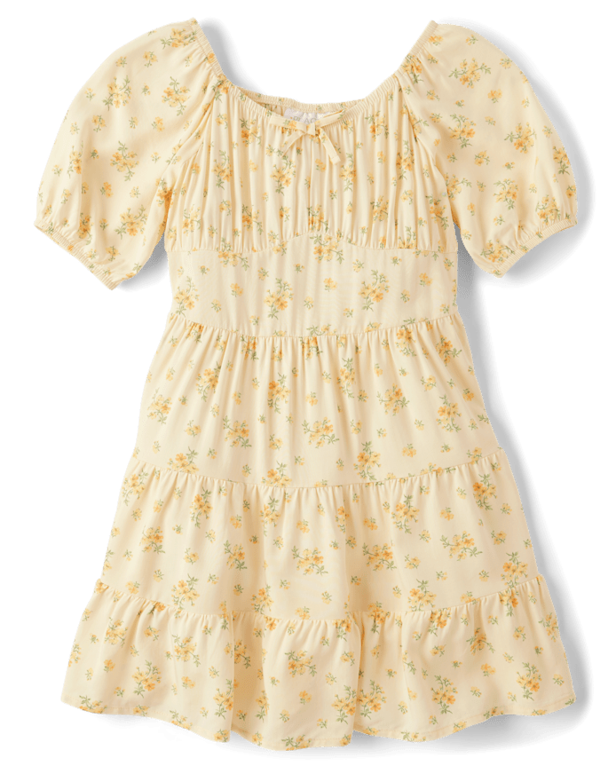 Girls Floral Tiered Dress