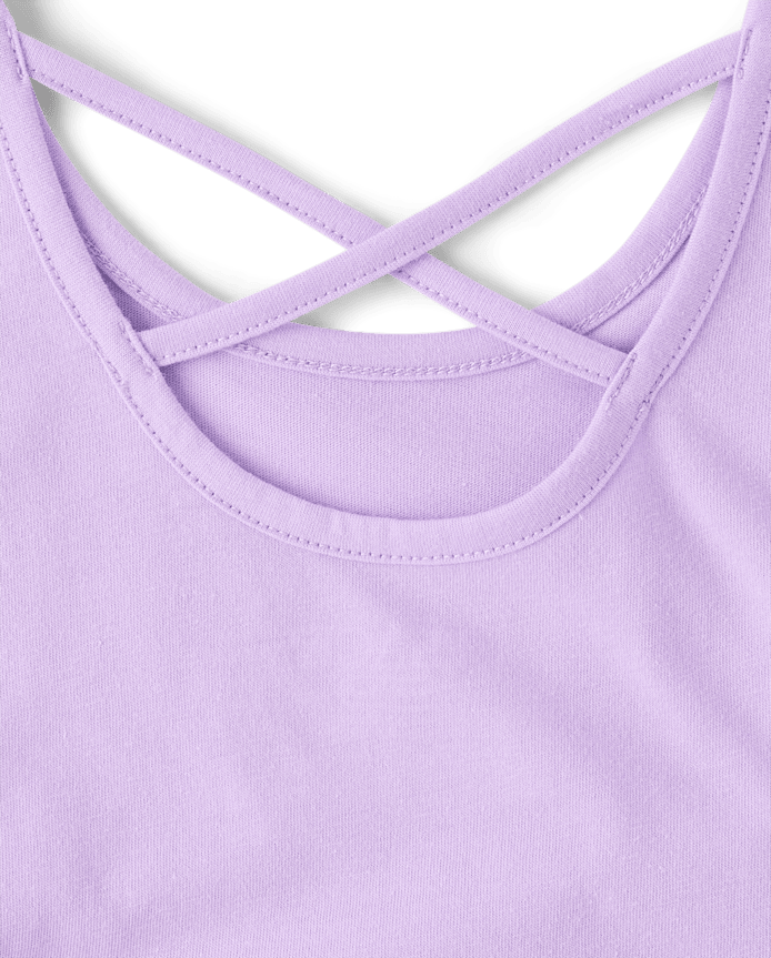 Girls Cross Back Ruffle V-Waist Dress