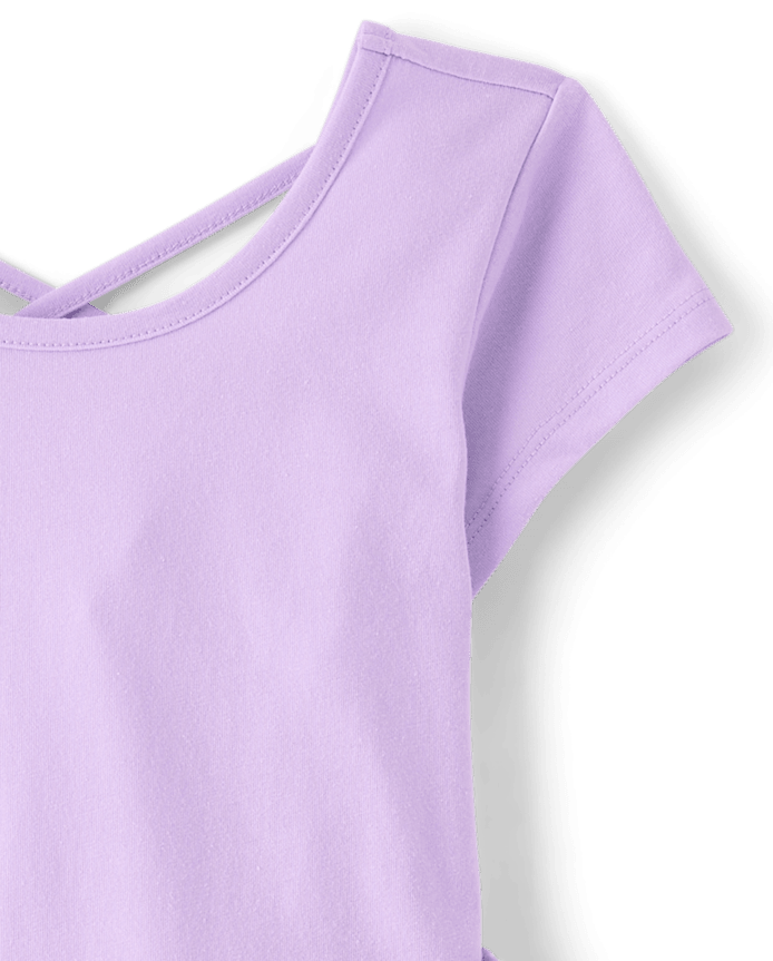 Girls Cross Back Ruffle V-Waist Dress