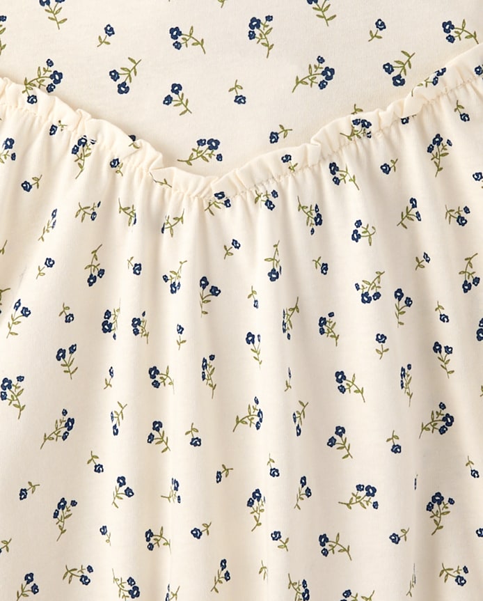 Girls Floral Cross Back Ruffle V-Waist Dress