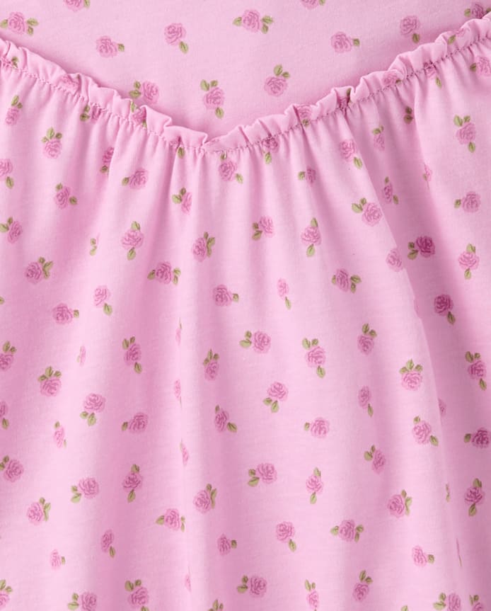 Girls Floral Cross Back Ruffle V-Waist Dress