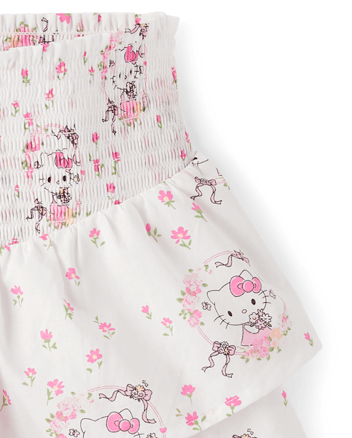 Girls Hello Kitty® Print Smocked Tiered Skirt
