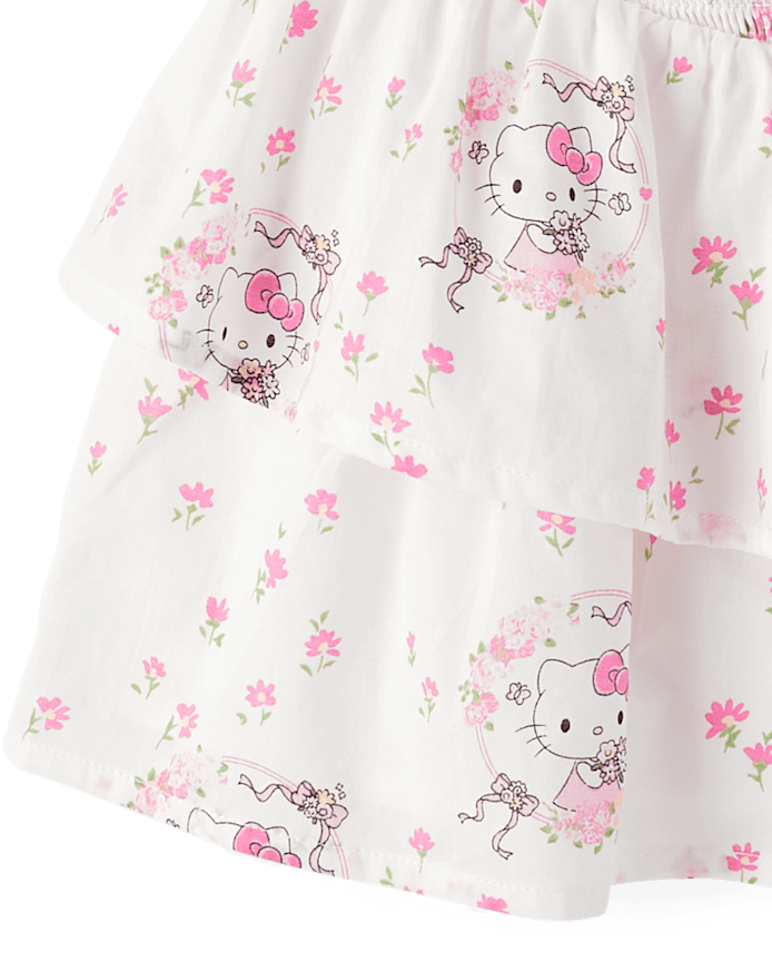 Girls Hello Kitty® Print Smocked Tiered Skirt