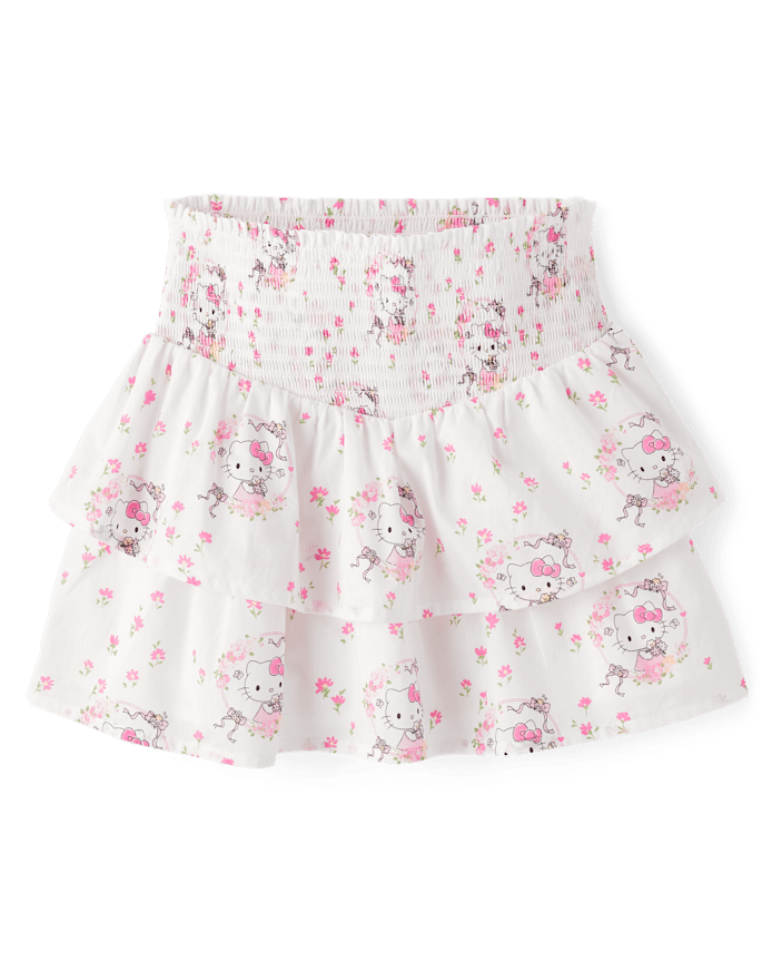 Girls Hello Kitty® Print Smocked Tiered Skirt