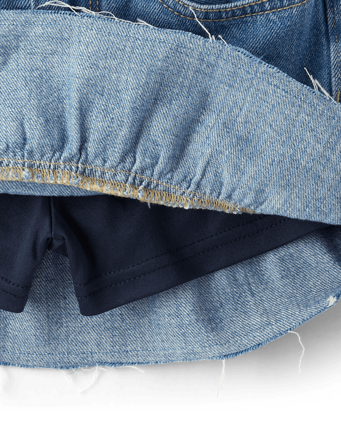 Jupe-short en jean à volants brodée Hello Kitty® et ses amis pour filles