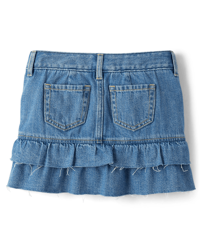 Girls Hello Kitty® And Friends Embroidered Tiered Denim Skort