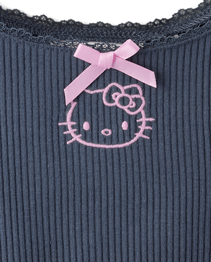 Girls Hello Kitty® Embroidered Tiered Fit And Flare Dress