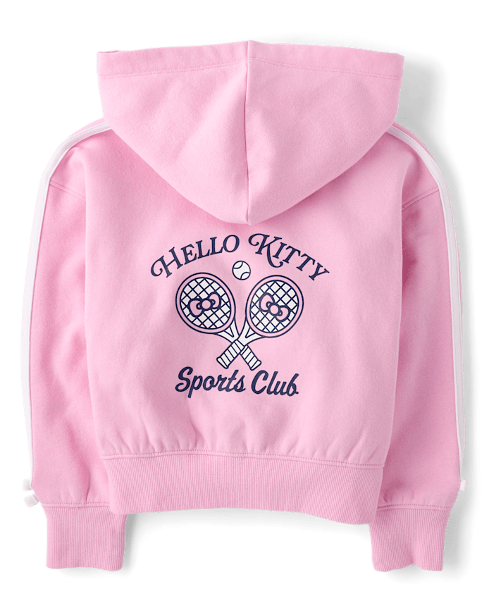 Girls Hello Kitty® Side Stripe Bow Premium Fleece Zip Up Hoodie