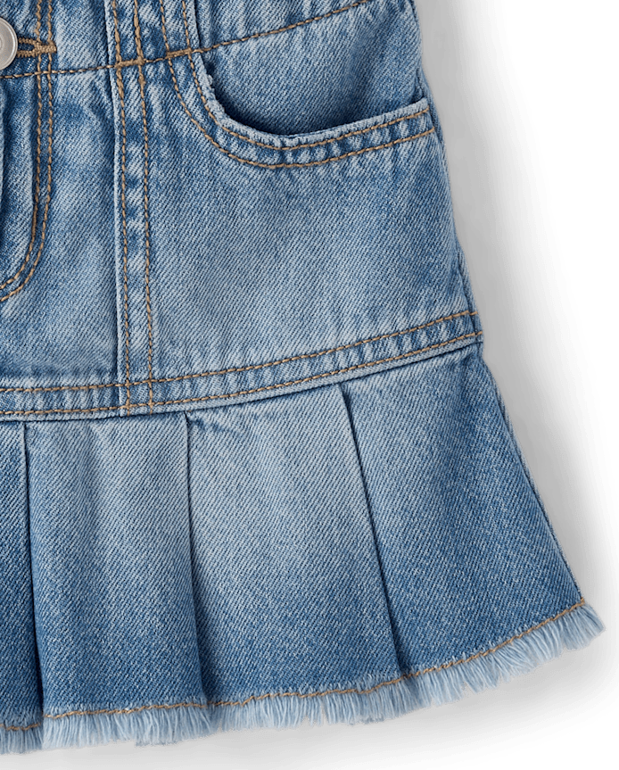 Girls Denim Pleated Skort