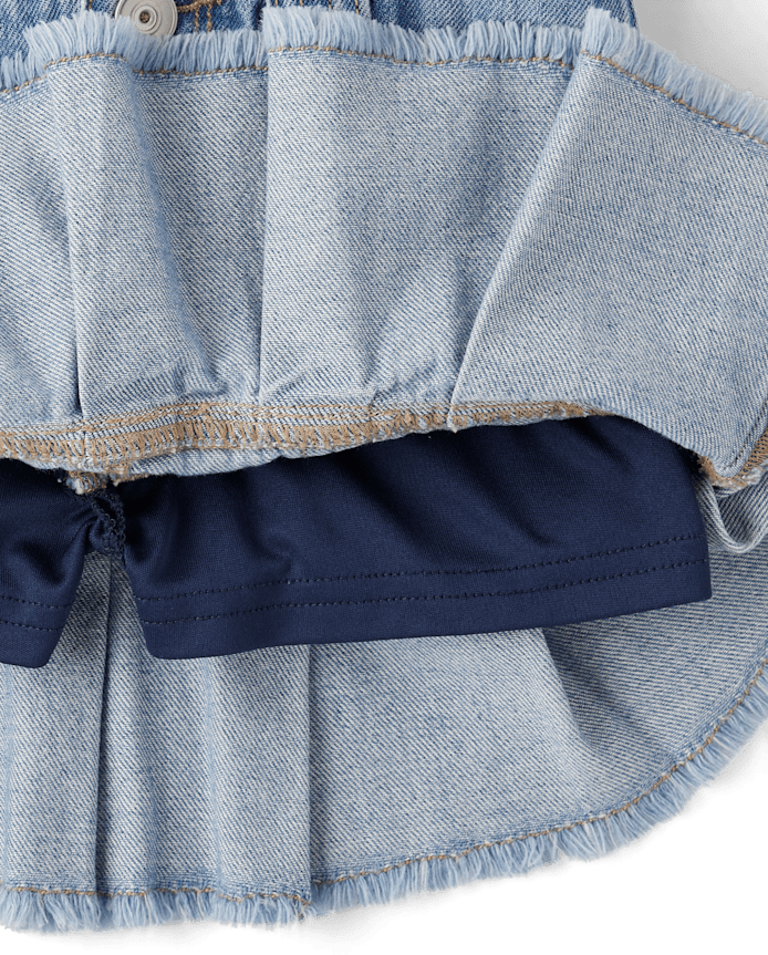 Girls Denim Pleated Skort