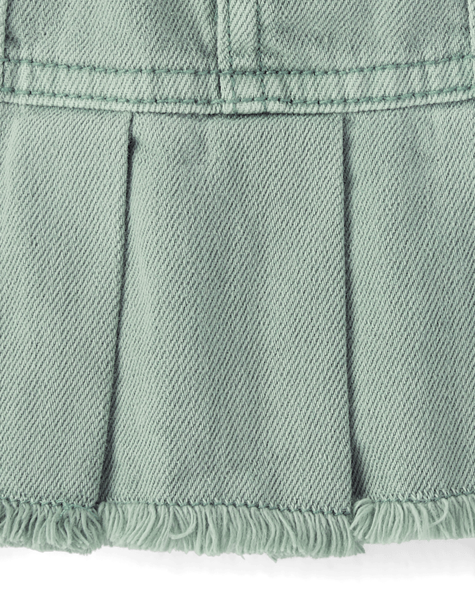 Girls Garment Dyed Denim Pleated Skort