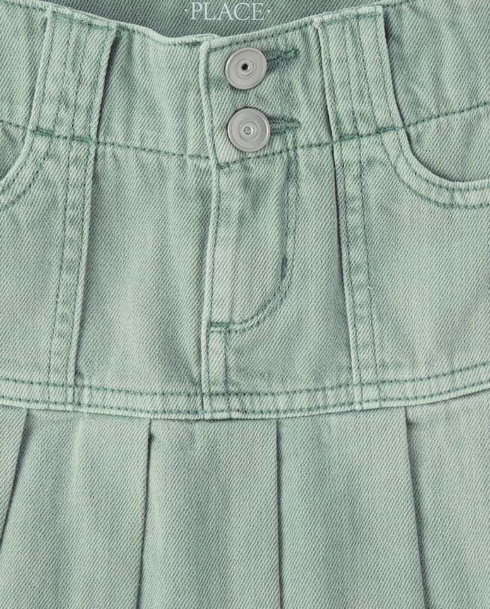 Girls Garment Dyed Denim Pleated Skort