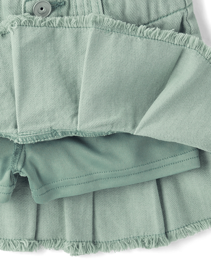 Girls Garment Dyed Denim Pleated Skort