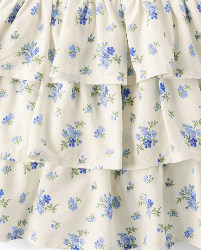 Girls Floral Tiered Drop Waist Dress