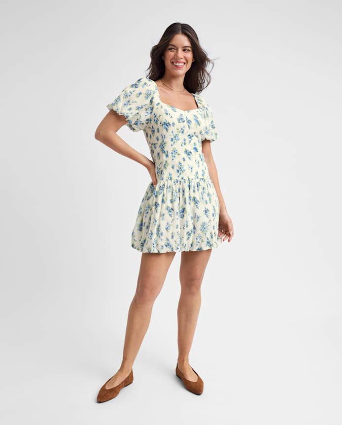 Womens Mommy And Me Floral Textured Mini Bubble Dress