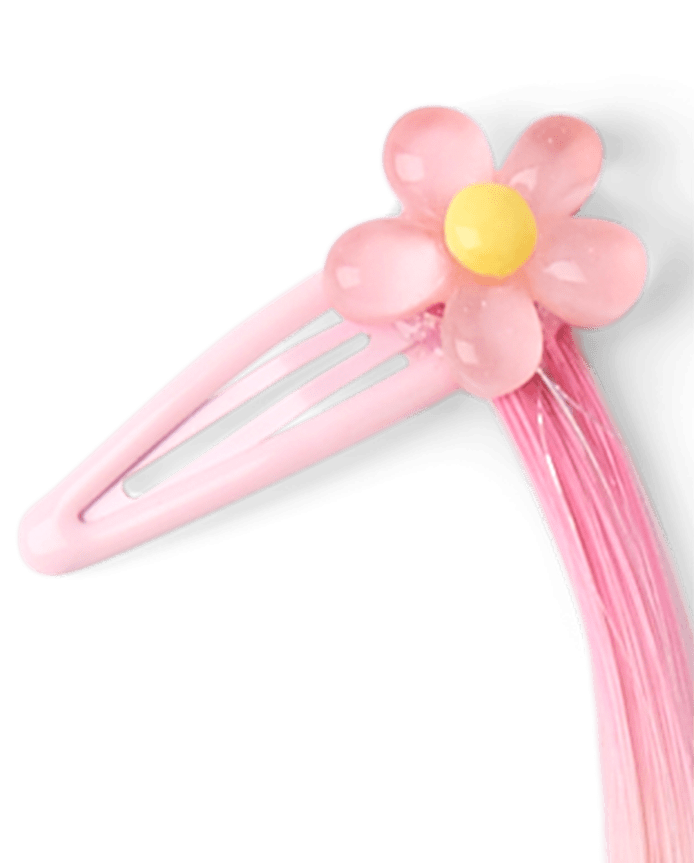 Girls Butterfly Rainbow Faux Hair Extension Hair Clip 4-Pack