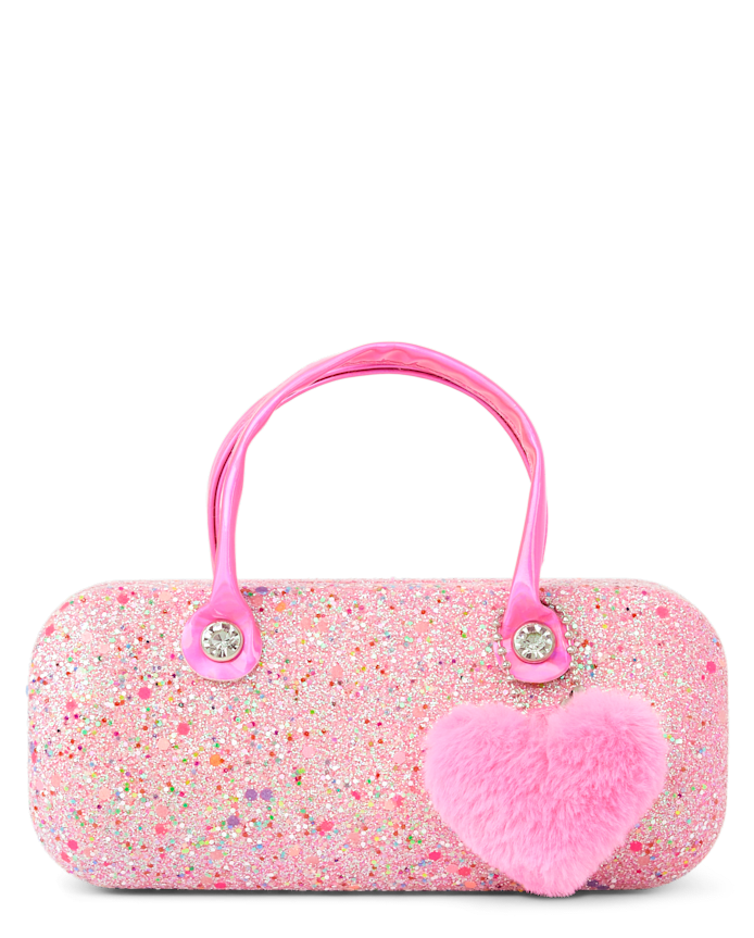 Girls Glitter Heart Sunglasses Case
