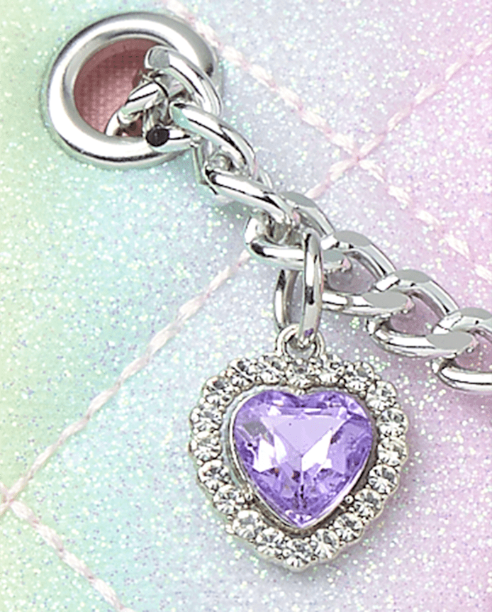 Girls Rainbow Glitter Charm Bag