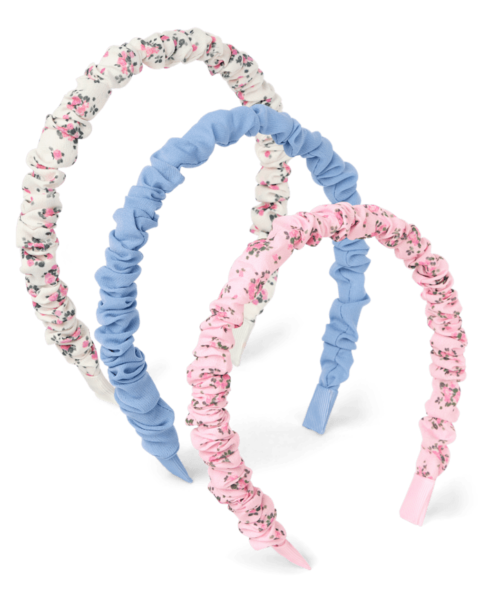 Girls Floral Ruched Headband 3-Pack