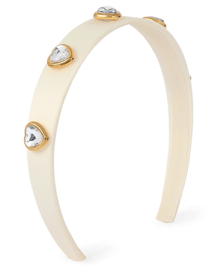 Girls Studded Heart Satin Headband