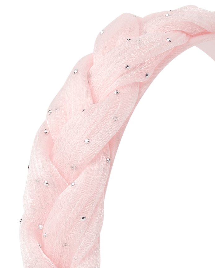 Girls Puffy Braided Rhinestone Headband