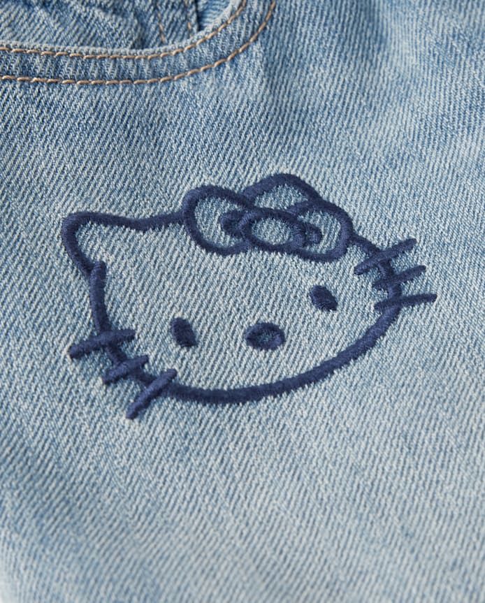 Girls Hello Kitty® Embroidered Frayed Denim Midi Shorts