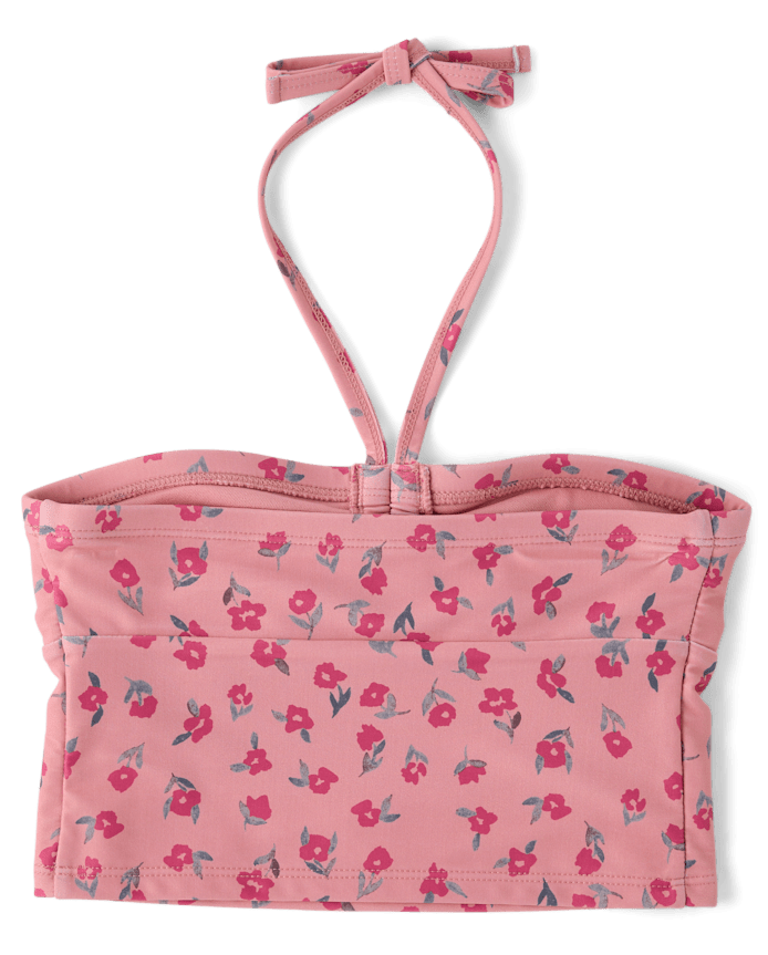 Tween Girls Floral Halter Longline Bikini Swimsuit