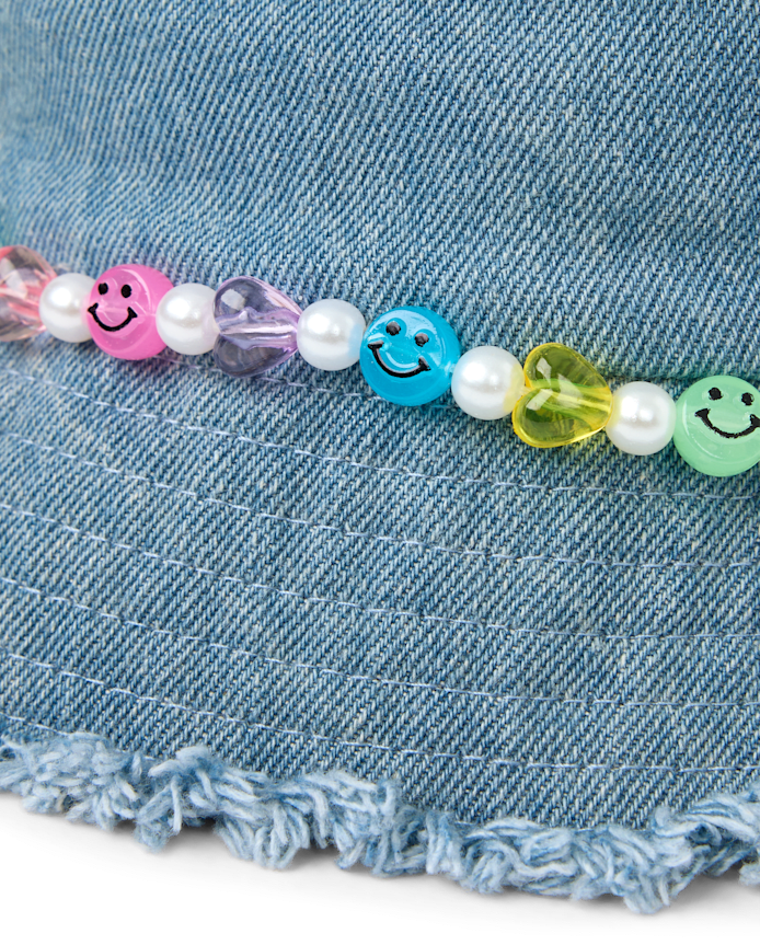 Girls Beaded Denim Bucket Hat