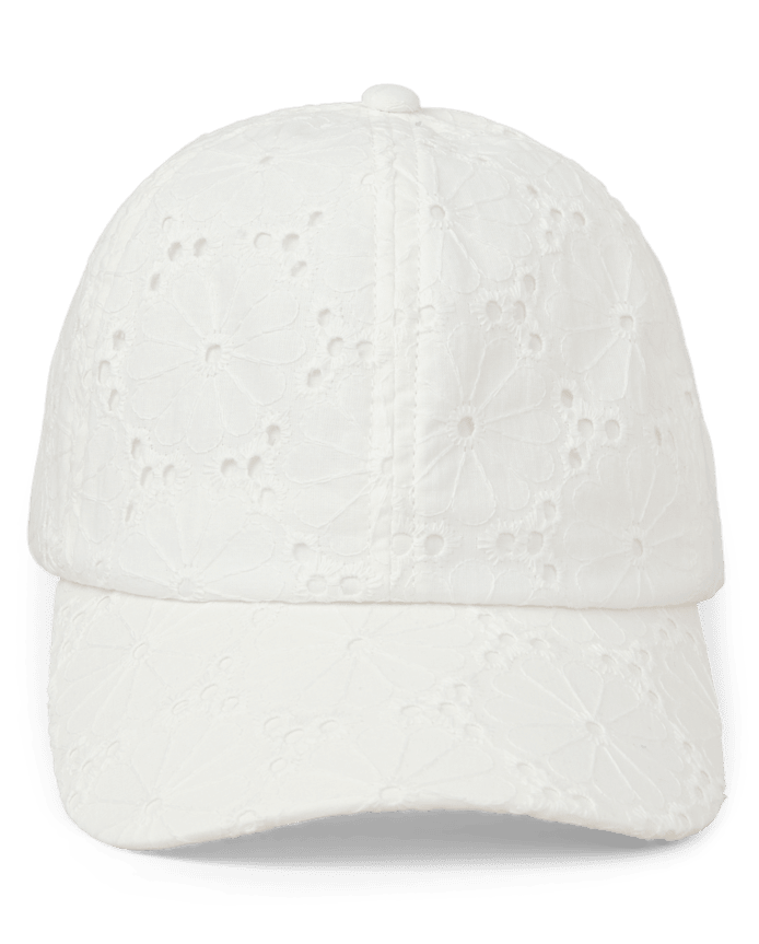Girls Bow Back Embroidered Eyelet Baseball Hat