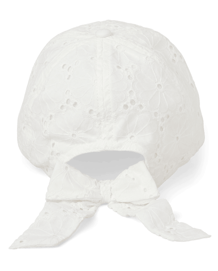 Girls Bow Back Embroidered Eyelet Baseball Hat