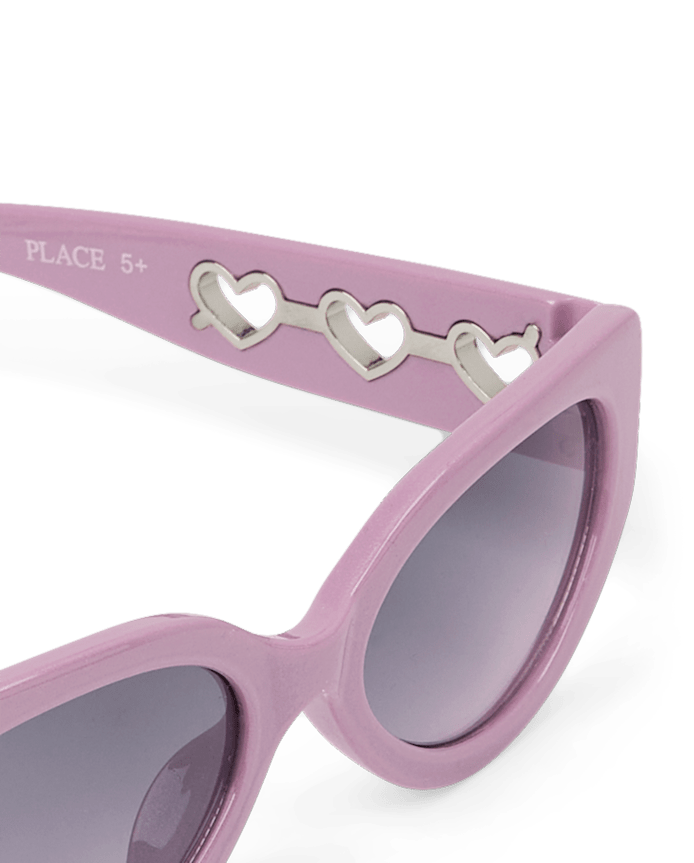 Girls Perforated Heart Cat Eye Sunglasses