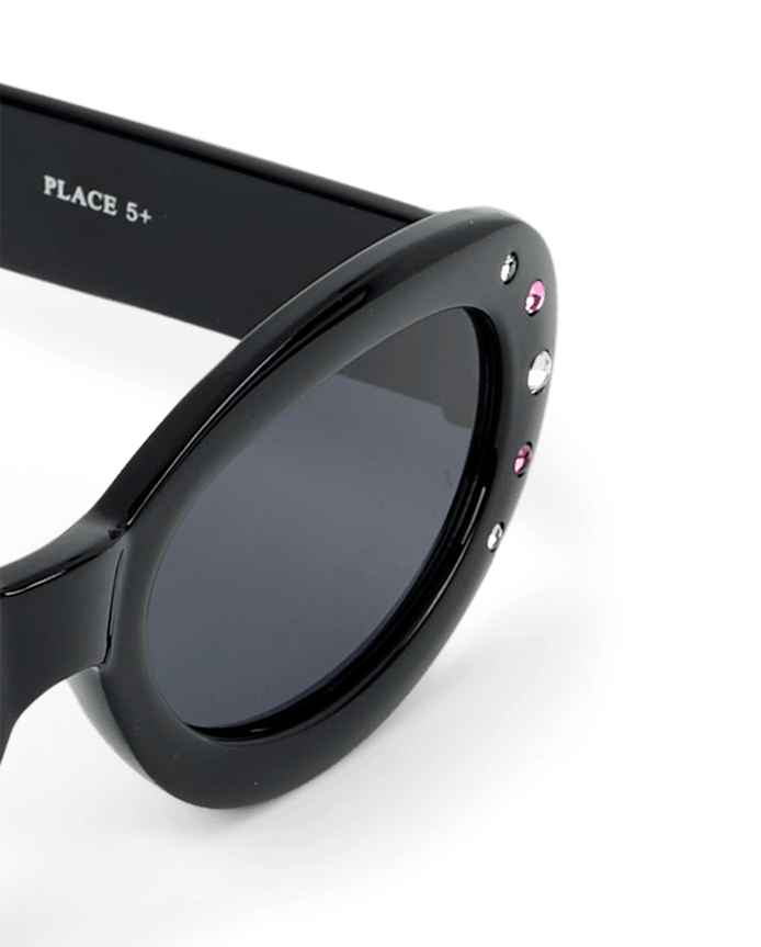 Girls Rhinestone Oval Sunglasses